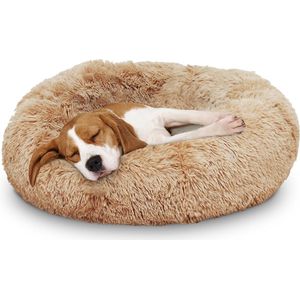 Peaceful Pooch M - pluizig hondenbed - 76cm diameter - opvouwbaar - in verschillende maten. Kattenbed - wasbaar - uitneembare vulling - ontspant gewrichten en spieren - anti-slip noppenbodem