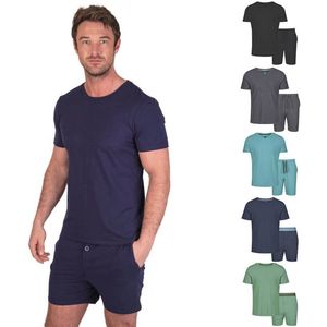 Heren Pyjama Set met Korte Mouwen en Broek - Luxe Katoen Modal, Navy