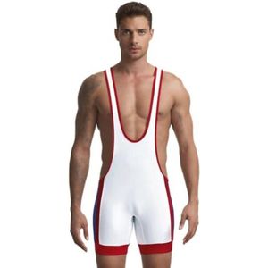 Atletische mannen worstelen singlets mouwloos sport bodysuit jumpsuits