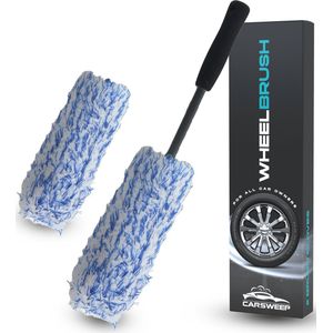 Carsweep® Velgenborstel - 2 in 1 - Borstel en Poets doek - 42 CM - Velgenborstels - Auto Borstel - Velgenborstel Microvezel