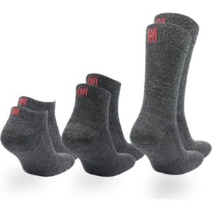 Norfolk - Wandelsokken - Lichtgewicht Merino wollen sokken met Snelle Vochtopname - Hiel v/t Teen Vulling - 3 paar - Grijs - 39-42 - Sheldon Combo