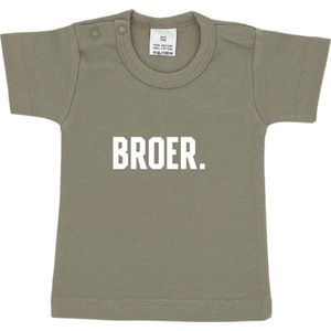 T-shirt korte mouw - BROER. - Beige - Maat 86 - Dreumes - Peuter - Ik word grote broer - Big brother - Baby aankondiging - Zwanger - Geboorte