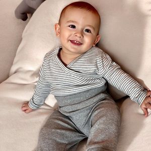 Kimono-bodysuit met lange mouwen voor baby's OrganicEra Organic Baby Kimono body, gestreept