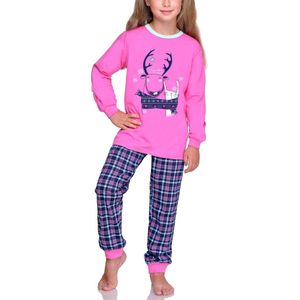 Timone Meisjes Pyjama - Lange mouwen - Lange broek - Katoen - TI-TR-433/434 - Roze - 92