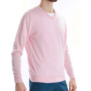 Osborne Knitwear Trui met V hals - Merino wol - Pink - XL