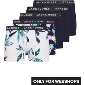 JACK & JONES Jacreece trunks (5-pack) - heren boxers normale lengte - blauw en wit - Maat: L