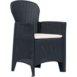 vidaXL Tuinset 3-delig - Rattan-look - Antraciet Tuinstoel - Bistro Set - Buitentijd - Terrassen Meubilair - Buiten Eetkamer