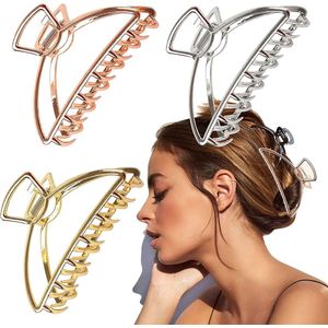 3 stuks-Goud-zilver-Rosé goud-Metalen Haarklemmen -Metalen haarspeld-Haarklem -Vaste haren-Duurzaam-Geschikt voor dagelijks gebruik, feestjes, douches en make-upgebruik