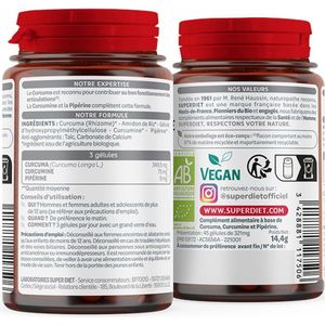 Superdiet Kurkuma Curcumine Piperine Bio 45 Capsules