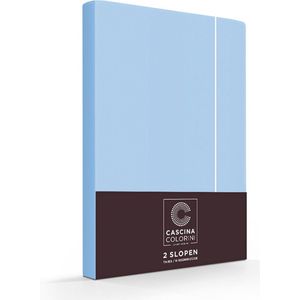Premium Egyptisch percale katoen kussenslopen stripe blauw/wit - 60x70 - set van 2 - meest luxe katoensoort - hogere weefdichtheid en garenfijnheid - hotelsluiting