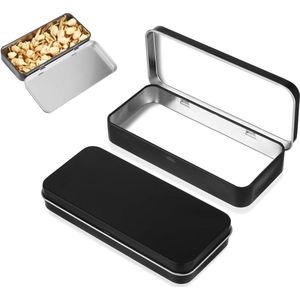 Content Blikdoos met Deksel - Zwarte Metalen Dozen - Mini Draagbare Metalen Doos - Klein Blikje met Deksel - Doe-Het-Zelf Thuisopslag - Snoep Geschenken Sieraden - 125 x 58 x 20 mm .