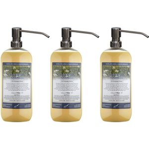 Shampoo Kamille - 1 liter (transparant) - 3 stuks - met zilveren pomp - Voordeelverpakking - Haarverzorging