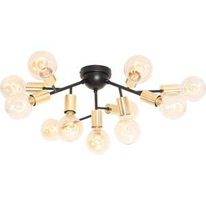 QAZQA juul - Design Plafondlamp - 12 lichts - Ø 75 cm - Zwart Goud - Woonkamer | Slaapkamer | Keuken