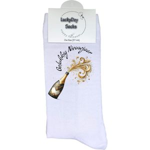 Nieuw jaar - Opkikker - Grappige sokken - Valentijns cadeau - Verjaardag cadeau - Sinterklaas cadeau - Kunst - Leuke sokken - Vrolijke sokken - 2025 - Goud - Kerst Sokken - Vaderdag - Moederdag - Kerstcadeau - Socks die Happy maken - 37-4