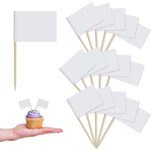 200st Tandenstoker Vlag Wit Mini Tandenstoker Vlaggen - Partij Voedsel Cupcake Decoratie - Kaas Etiket Fruit Saladeengkapikenopguuls .