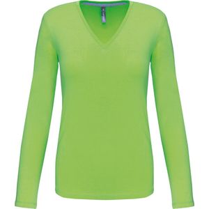Kariban - K382 - T-shirt - Lime - Dames - V-hals - Lange Mouwen