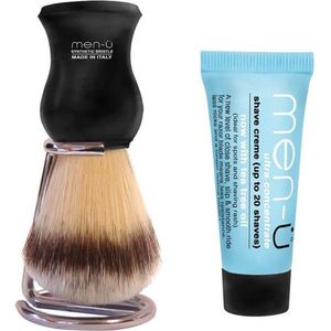 Men-Ü Barbier scheerkwast synthetisch haar + scheercrème 15ml