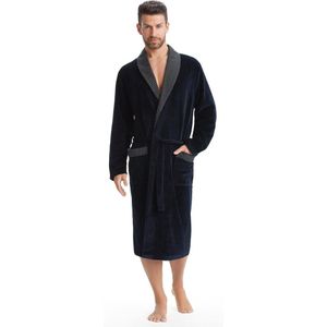LEVERIE Elegante en knuffelzachte badjas (made in EU) saunamantel voor heren met elegante reverskraag en ceintuur
