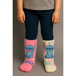 Stitch Huissokken – Fluffy Terry – Warme Antislip Sokken – Maat 27/30 – 2 paar