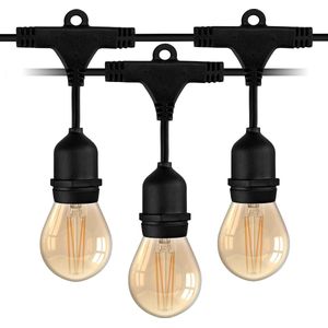 Ledvion Prikkabel, 25m, LED, IP65, Incl. 25x LED Lamp, Plug & Play, Gold, Lichtsnoer Buiten, Sfeerlamp, Buitenverlichting