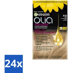 24 x Garnier - Olia 9 - Haarkleuring - Zeer Lichtblond - Zonder Ammoniak - Intense Langhoudende Kleur - Permanente Haarkleuring - Haarkleur - Olia - Garnier - Blond