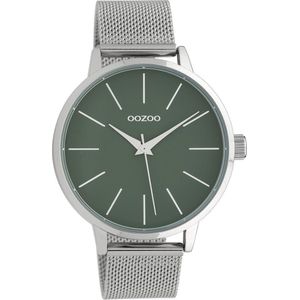 OOZOO Timepieces Zilverkleurig/Groen horloge  (42 mm) - Zilverkleurig
