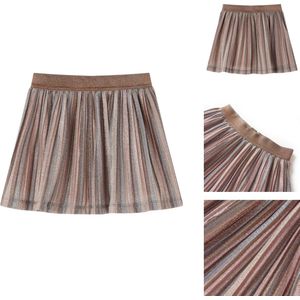 vidaXL Geplooid Kinderrokje - Geplooide Kinderrokjes - Kinderrokje - Kinderkleding - Kinderrokje geplooid met glitters 116 bruin en roze