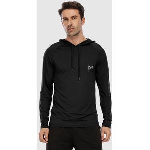 MEETYOO Heren Atletische Hooded Shirts Lange Mouw Workout Sport Hoodie Casual Hardloop T-shirt Snel Droog Pullover Top Sweatshirt-Blauw-M