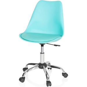 Retro bureaustoel Fancy PRO kunstleer turkoois draaistoel - ergonomisch design - Home Office bureaustoel met armleuningen - hoogte verstelbaar 96 x 48 x 54 cm