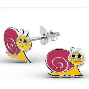 Fako Bijoux® - Kinderoorbellen - 925 Zilver - Slak - 9x7mm - Roze