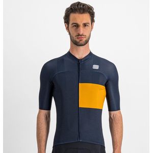 Sportful Fietsshirt Korte Mouwen Blauw Goud Heren - Snap Jersey Galaxy Blue Golden Oak-XXL