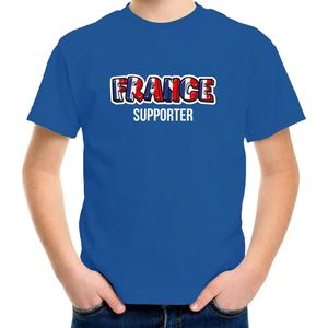 Blauw France fan t-shirt voor kinderen - France supporter - Frankrijk supporter - EK/ WK shirt / outfit 110/116