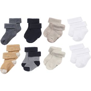 Noppies - 8 paar sokjes - In Cadeaudoosje - Tribes Hill - Guzz Navy - Kai Oatmeal Taupe - Beef White - 3-6 Maanden - Geschenkverpakking - Cadeauverpakking - Babysokjes - Maat 62-68