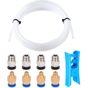 3m 3D Printer PTFE Teflon Hose met Cutter - 4 Stukken PC4-M6 en 4 Stukken PC4-M10 Verbindingen