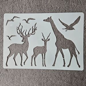 Wilde dieren, hobby stencil, A4, herbruikbaar, kaarten maken, scrapbooking, knutselen