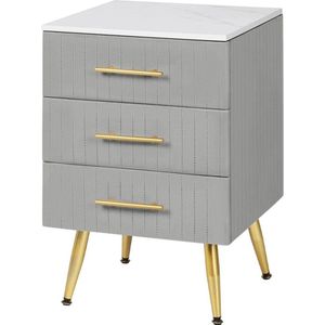 Gran Vida® - Nachtkastje met 3 Lades - Minimalistisch Modern Design - Grijs Fluweel - 41 x 41 x 62