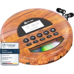 Draagbare CD-speler met lange batterijduur - Bluetooth, FM Radio, SD-kaart ondersteuning, inclusief oordopjes