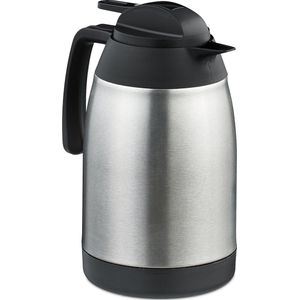 Relaxdays thermoskan - 1,5 liter - koffiekan met drukknop - kunststof & rvs - dubbelwandig