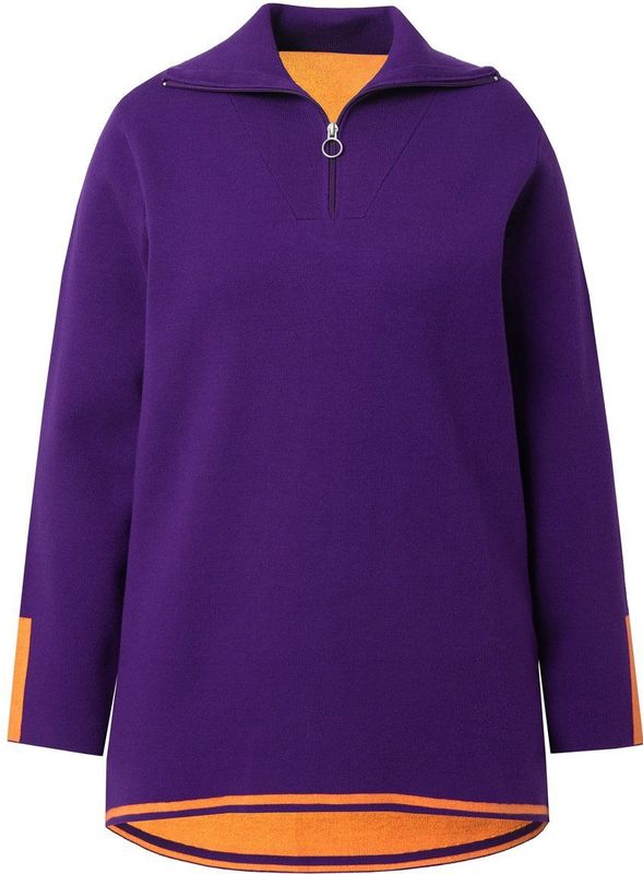 Angel of Style - Dames - Gebreide troyer double face-breisel ritskraag - Bes - Maat 42+