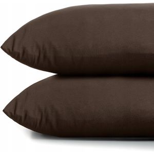RESTELO Dekoratieve Kussenslopen Donkerbruin Jersey Katoen 40x200 cm (2 stuks)