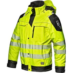 SIR SAFETY LOFOTEN Hi Vis Reflecterend Parka Werkjas HEREN Veiligheidsjas Geel Zwart - Waterdicht - Reflecterende Band - Afneembare Capuchon