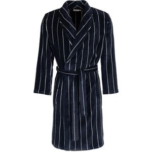 Pastunette herenbadjas - blauwe kamerjas met witte krijtstreep - klassiek & tijdloos - warm & ultrzacht fleece - maat M (50)