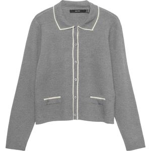 Vero Moda Vest Vmgold Ls Poloneck Double Contrast 10337626 Medium Grey Mel Birch Dames Maat - M