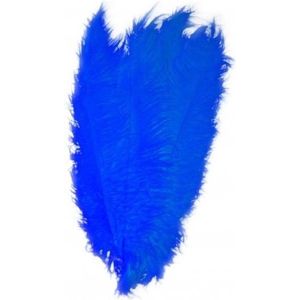 2x Grote veren/struisvogelveren blauw 50 cm - Carnaval feestartikelen - Sierveren/decoratie veren - Musketier - Charleston veren