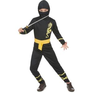 LUCIDA - Gele draak ninja kostuum voor jongens - M 122/128 (7-9 jaar)