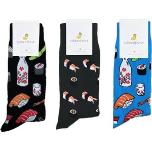 Sokkenfeest - Sushi Sokken Pakket - 3 Paar Sokken - Unisex