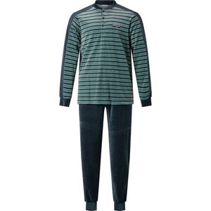 Gentlemen heren pyjama velours - maat XXL - Fijnstreep knoop - marine/groen