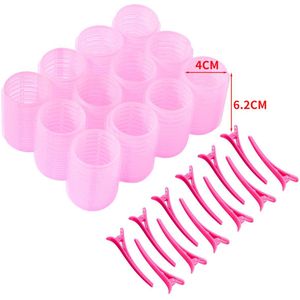 Krulspelden - 12 x haarrollers en 12 klemmen - Kleefrollers - krulspelden rollers - Zelfklevend - Heatless Curls - Rollers - Hair curler - Krullen zonder hitte