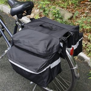Bagagedragertas voor fiets, 20 liter, fietstas voor bagagedrager, dubbele tas, zijtas, fiets, waterafstotend, reflecterend, grote fietstassen (zwart)