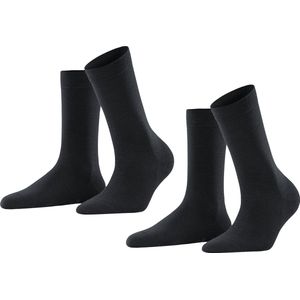 FALKE Softmerino 2-Pack warme ademende merinowol katoen multipack sokken dames grijs - Maat 35-36